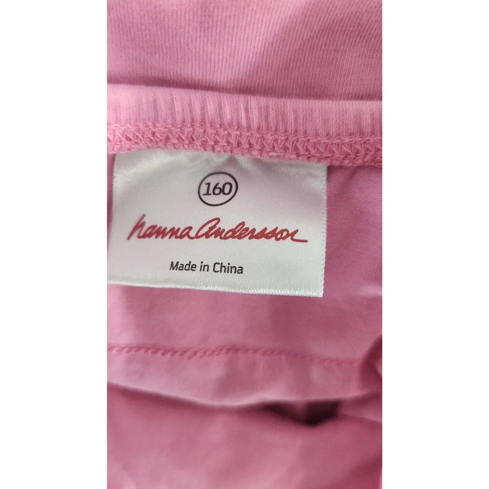 Hanna Andersson Girls Pink Tiered Ruffle Spaghetti Strap Dress Size 160 US 14 16